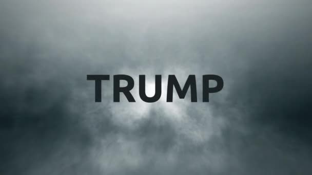 Fliegen Durch Ein Feld Animierter Regenwolken Mit Text Trumpf — Stockvideo