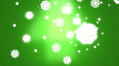 Yeşil parlayan kar tanesi tatil kış arka plan