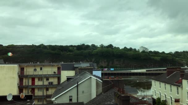 Overhead Shot Buildings Derry Ireland Daytime — Stock Video