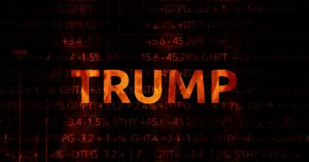 Ominous Fiery Wall Street Stock Market Numbers Graph Typography Trump — Stock Video