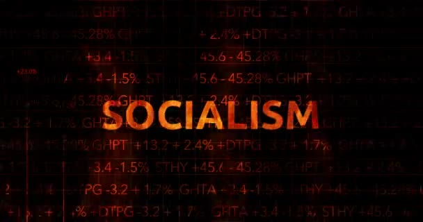 Ominous Fiery Wall Street Stock Market Numbers Graph Typography Socialism — Stock Video
