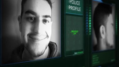 Dijital futuristik polis memuru profil arabirimi eğim açısı 