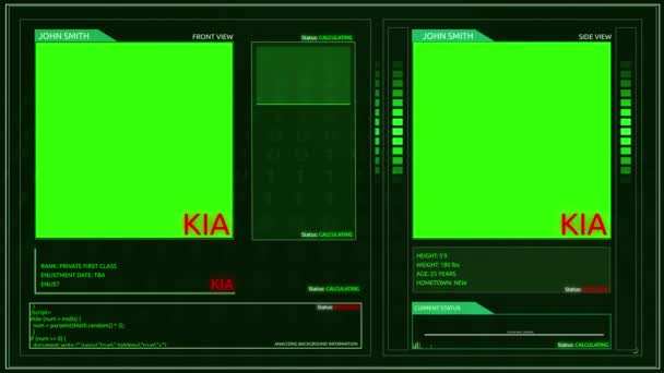 Angle Broche Angle Interface Profil Soldat Futuriste Générique Écran Vert — Video