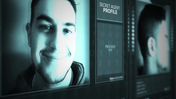 Interfejs Cyfrowy Futurystyczny Tajny Agent Operacyjny Profilu — Wideo stockowe