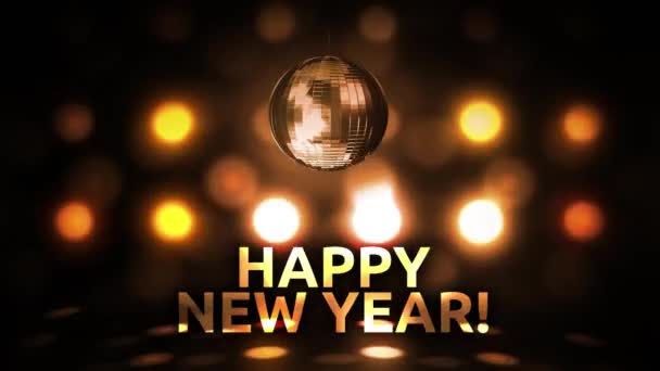 Feliz Año Nuevo Celebración Fondo Girando Disco Ball Nightclub — Vídeo de stock