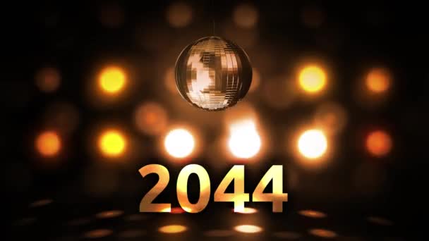 2044 New Years Eve Feest Achtergrond Spinnen Disco Bal Nachtclub — Stockvideo