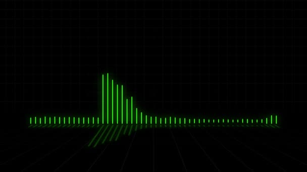 Techno Futuristic Green Audio Meter Barra Fondo Tocando Música Con — Vídeo de stock