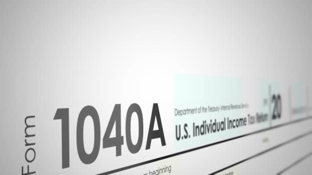 Bir 1040A Sığ Derinliği Irs Vergi Form Alanının Kaydırma — Stok video