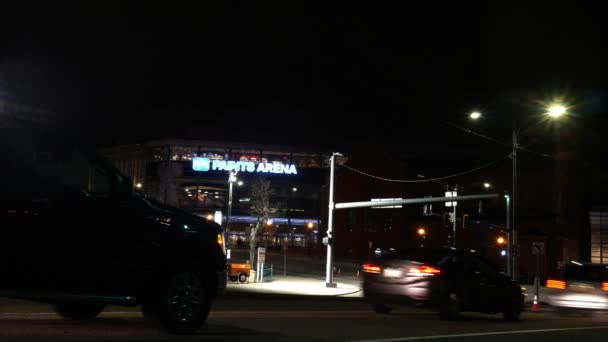 Pittsburgh Circa Febrero 2018 Night Time Lapse Ppg Paints Arena — Vídeos de Stock