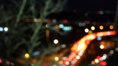 Ufuk parlak bokeh timelapse trafik jam bir Üstgeçit geceleri
