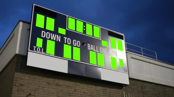 Generic Green Screen Scoreboard High School College Football Team Tripod — Stock Video