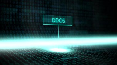 Dijital manzara yazılım tipografi fütüristik ikili kod - Ddos ile tanımlanan