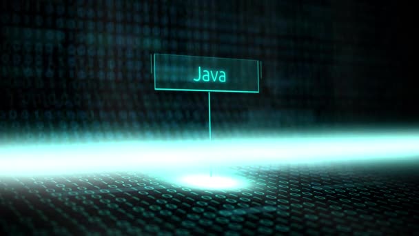 Software Paesaggio Digitale Definito Tipografia Con Codice Binario Futuristico Java — Video Stock