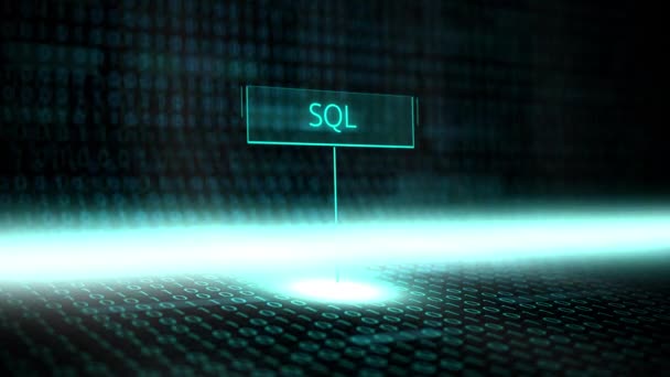 デジタル風景ソフトウェア定義未来的なバイナリ コード Sql とタイポグラフィ — ストック動画
