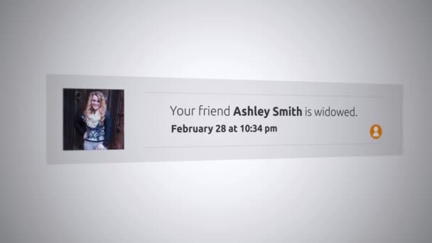 Genéricos Social Media Pop Notification Your Friend Widowed Alt — Vídeo de Stock