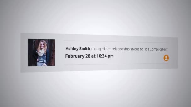 Obecné Sociální Média Automaticky Otevírané Okno Oznámení Jejímu Komplikovanému Vztahu — Stock video