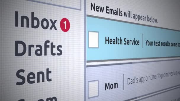 Generische Mail Neue Posteingangsnachricht Testergebnisse Für Sexuelle Gesundheit Und Wohlbefinden — Stockvideo