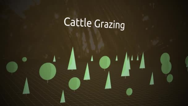 Amenazas Para Bosque Lluvioso Motion Graphics Series Cattle Grazing — Vídeo de stock