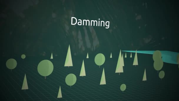 Ameaças Floresta Tropical Motion Graphics Series Damming — Vídeo de Stock