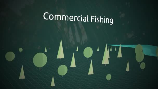 Ameaças Para Floresta Tropical Motion Graphics Series Pesca Comercial — Vídeo de Stock