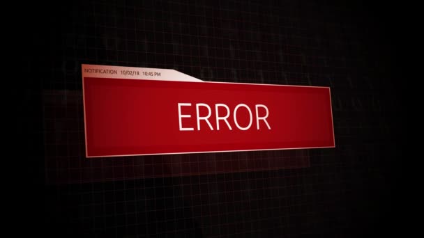 Ein Softwarefehler Erscheint Einer Digitalen Umgebung — Stockvideo