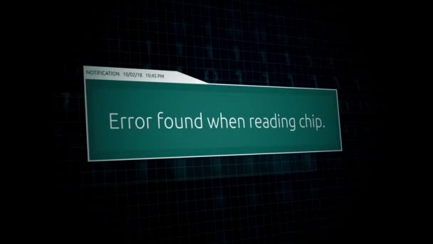 Error Found Reading Chip Online Banking Notification — Stock Video