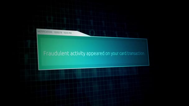 Fraudulent Activity Bank Account Online Banking Notification — Stock Video