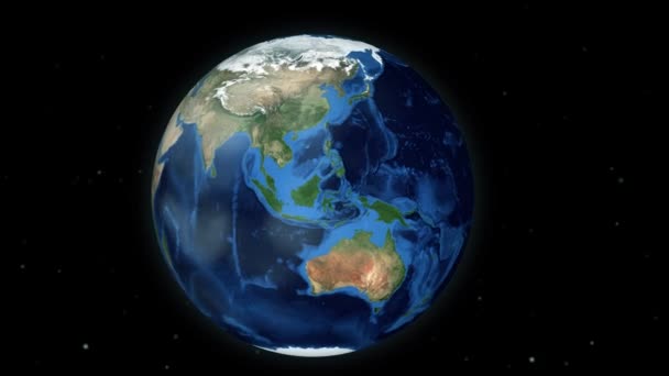通过空间缩放到地球动画中的位置 日本海 美国宇航局的形象礼遇 — 图库视频影像