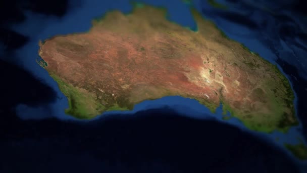 Fotoaparát Pánve Nad Mapou Austrálie Indikátorem Austrálie Image Courtesy Nasa — Stock video