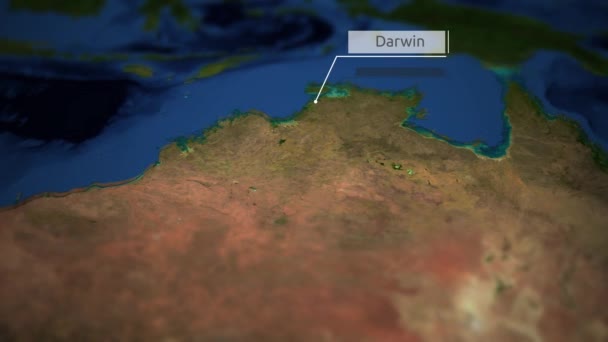 Camera Pans Map Australia Indicator Darwin Image Courtesy Nasa — Stock Video