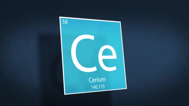 Periodic Table Elements Cinematic Animated Series Element Cerium Hovering Space — Stock Video