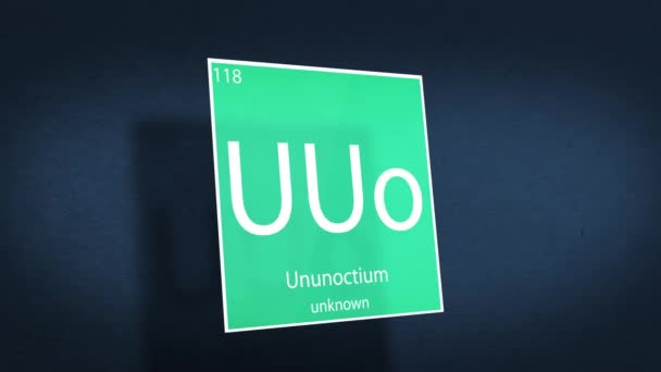 Periodiek Systeem Van Elementen Cinematic Animated Series Element Ununoctium Zweven — Stockvideo