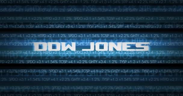 Wall Street Χρηματιστηριακή Οικονομία Τυπογραφία Κινηματογραφικά Γραφικά Dow Jones Έκδοση — Αρχείο Βίντεο