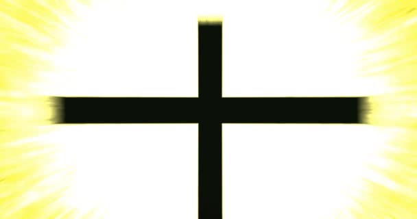 Духовність Християнський Хрест Символ Над Сяючим Променевим Тлом Кінематографічна Жовта — стокове відео