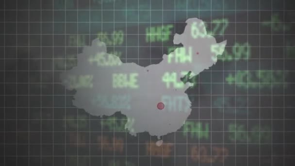 Concepto Coronavirus Epidemia Animación Brote Mapa Con China Versión Bursátil — Vídeo de stock