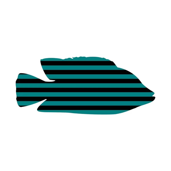 Silueta de pescado. Abstracción. Icono del vector. Colores verde y negro — Archivo Imágenes Vectoriales