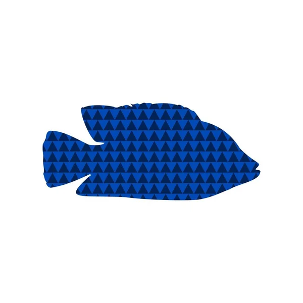 Fischsilhouette. Abstraktion. Vektorsymbol. Blauton — Stockvektor