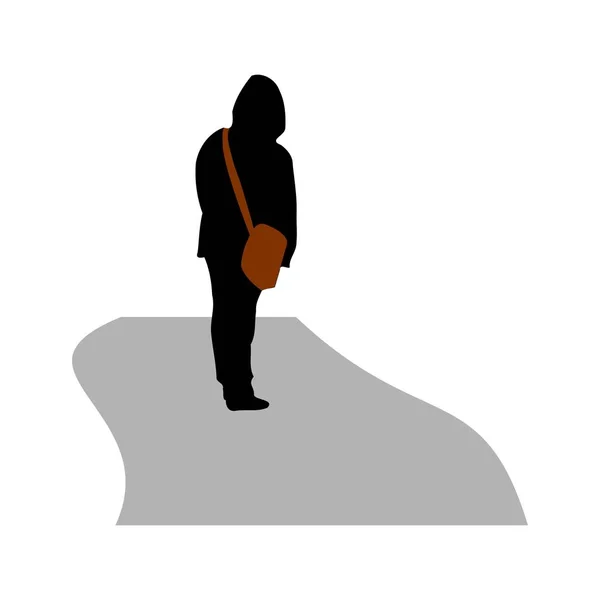 La silueta de un hombre con una bolsa sobre su hombro. Discapacitados. Vector — Archivo Imágenes Vectoriales