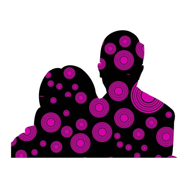 Silueta de hombre y mujer. ilustración abstracta. Colores negro y púrpura. Vector — Archivo Imágenes Vectoriales