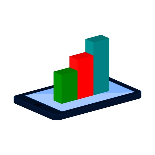 Tablet and statistical graph. 3d Vector — Stock Vector