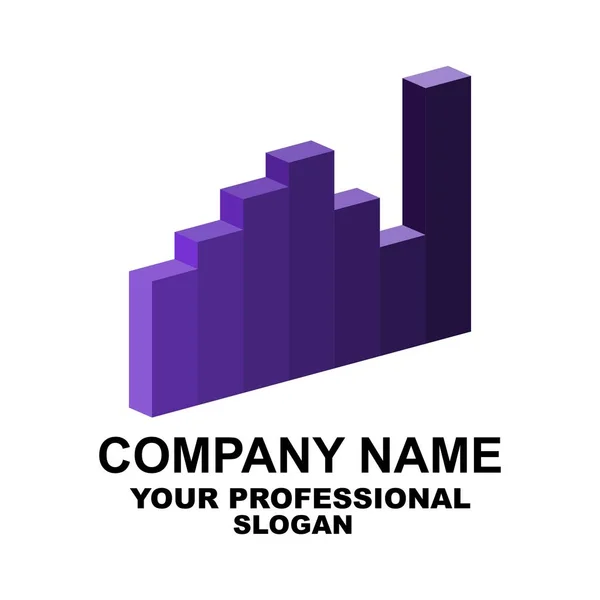 Graph. A simple 3d logo in violet tones. Vector — Stock Vector