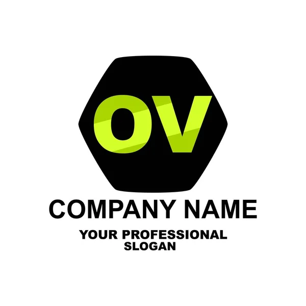 Logo de la letra Dos letras O y V — Vector de stock