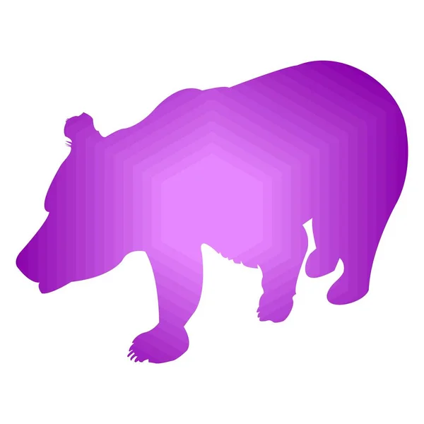Sylwetka niedźwiedź brunatny Abstrakcja fioletowy kolor. Wektor — Wektor stockowy