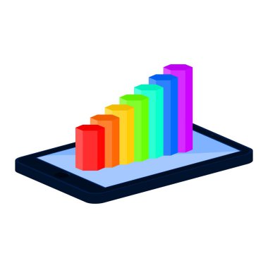 Tablet ve istatistiksel grafik. Şablon 3B vektör