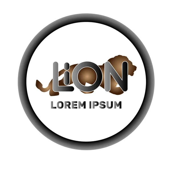 Modelo de logotipo com palavra Leão no fundo animal — Fotografia de Stock