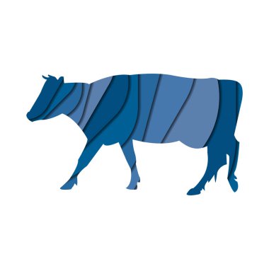 Beyaz arka planda bir ineğin silueti. Soyut hisse illüstrasyonu