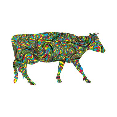 Beyaz arka planda bir ineğin silueti. Soyut hisse illüstrasyonu