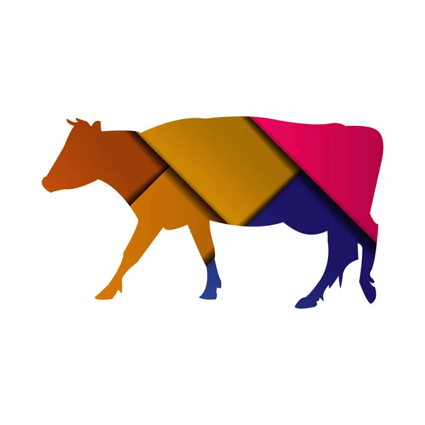 Silhouette of a cow on a white background. Abstract stock illustration