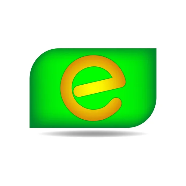 字母E在绿色矩形的背景上 有两个圆角 标识或其他设计项目的模板 种群矢量说明 — 图库矢量图片