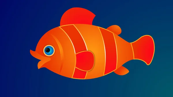 Clown Fisch Charakter Auf Blauem Hintergrund Aktienvektorgrafik — Stockvektor